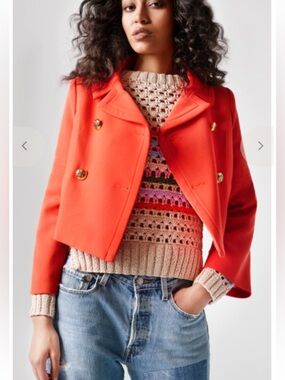 Smythe cropped portrait jacket neon coral size 10